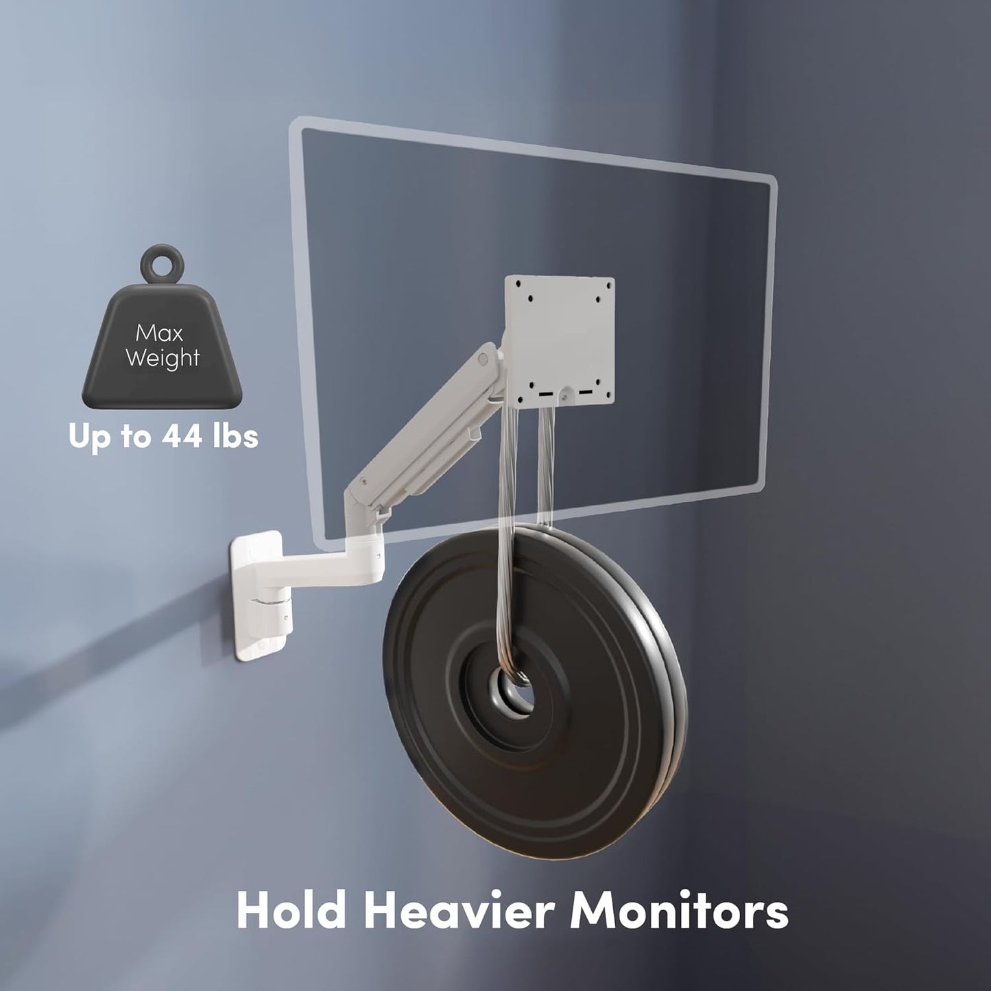 Monitor Wall Mount for 35 Inch Ultrawide Monitors, Heavy Duty Single Monitor Arm Holds 36.5 Lbs Computer Screens, Full Motion Adjustable Premium Aluminum Wall Stand
